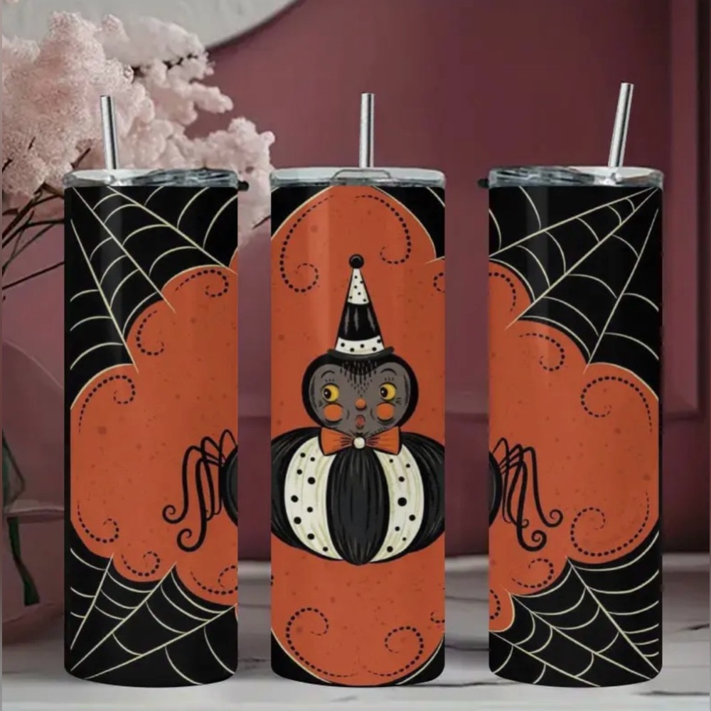 New Vintage Inspired Halloween Spider Web Tumbler